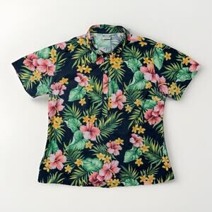 go barefoot hawaiian shirt 4 Button Pullover Women’s XL Floral